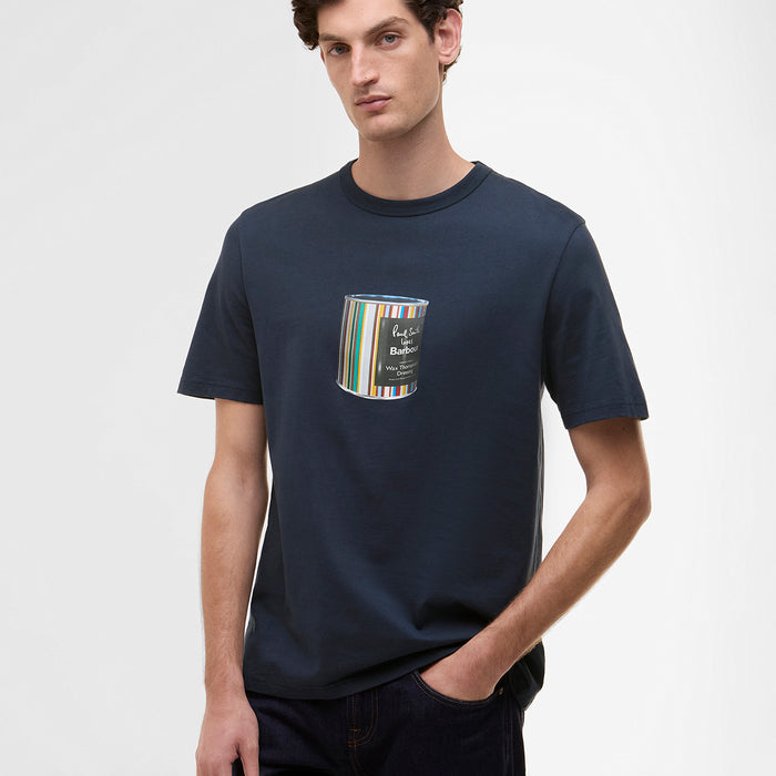 Paul Smith loves Barbour - Wax Tin Print T-Shirt in Navy - Nigel Clare