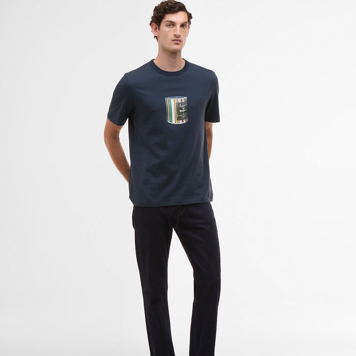 Paul Smith loves Barbour - Wax Tin Print T-Shirt in Navy - Nigel Clare