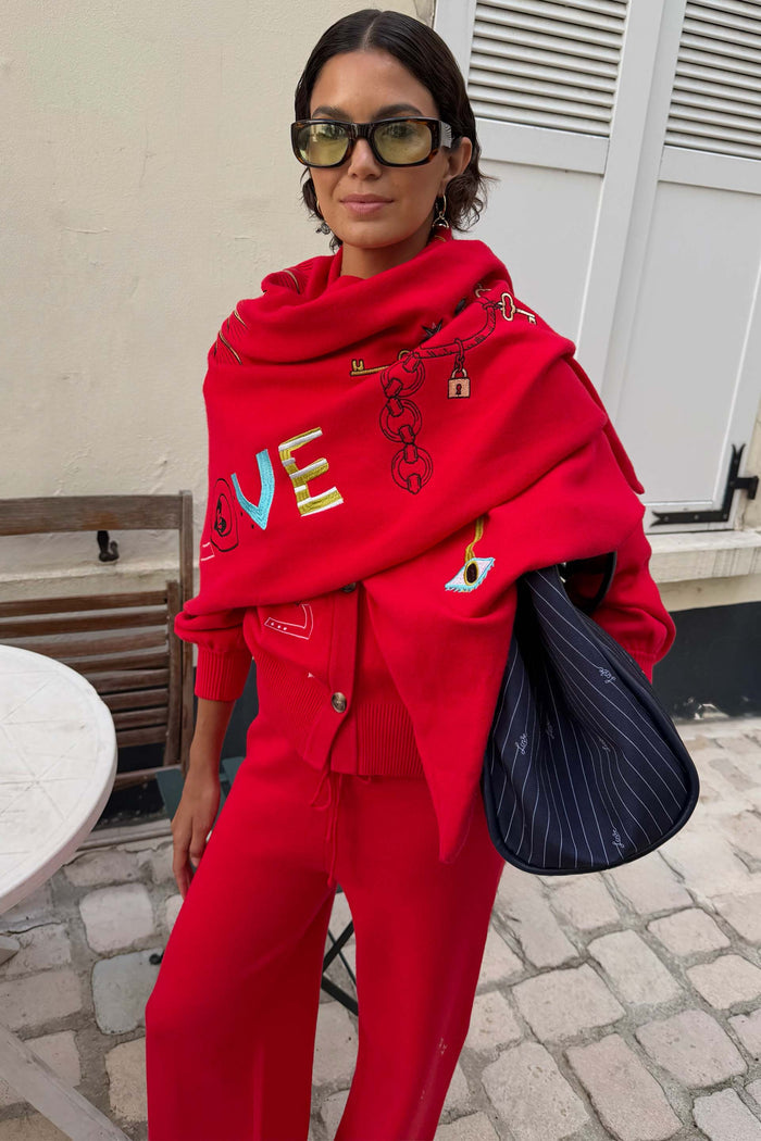 Red Amore Large Knit Scarf