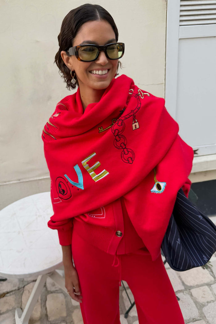 Red Amore Large Knit Scarf