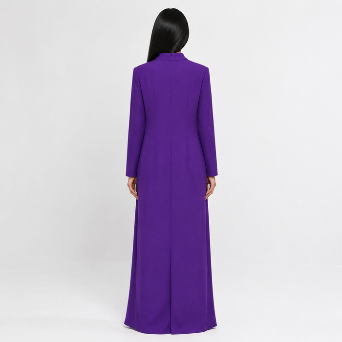 Royal Purple Embellished Maxi Dress – Elegant