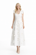 ruffle sleeve floral appliqué midi dress – PETAL
