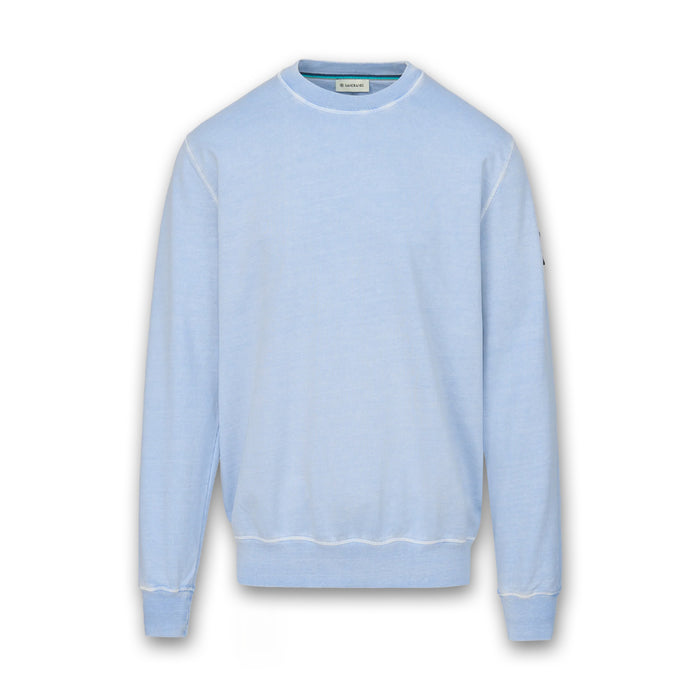 Sandbanks - Badge Logo Mineral Wash Sweatshirt in Dusty Blue - Nigel Clare