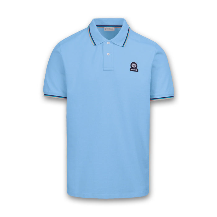 Sandbanks - Badge Logo Polo Shirt in Dusty Blue - Nigel Clare