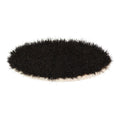An oval shoe shine brush with horsehair bristles, with natural black bristles, wooden handle, on a white background.