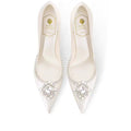 satin pointed pumps with crystal embellishment – AURORAZIA