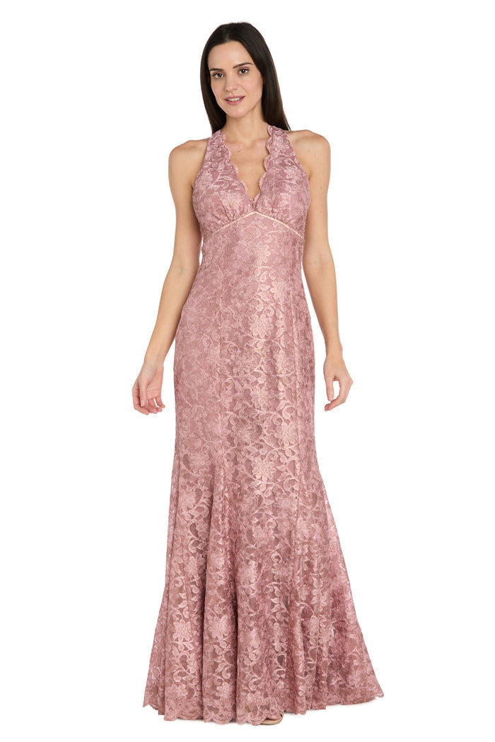 Scalloped Lace Halter Gown - Petite