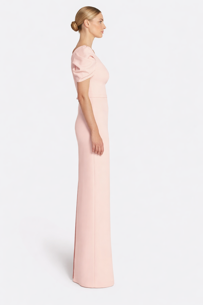 scoop neck puff sleeve column maxi dress – GRACE