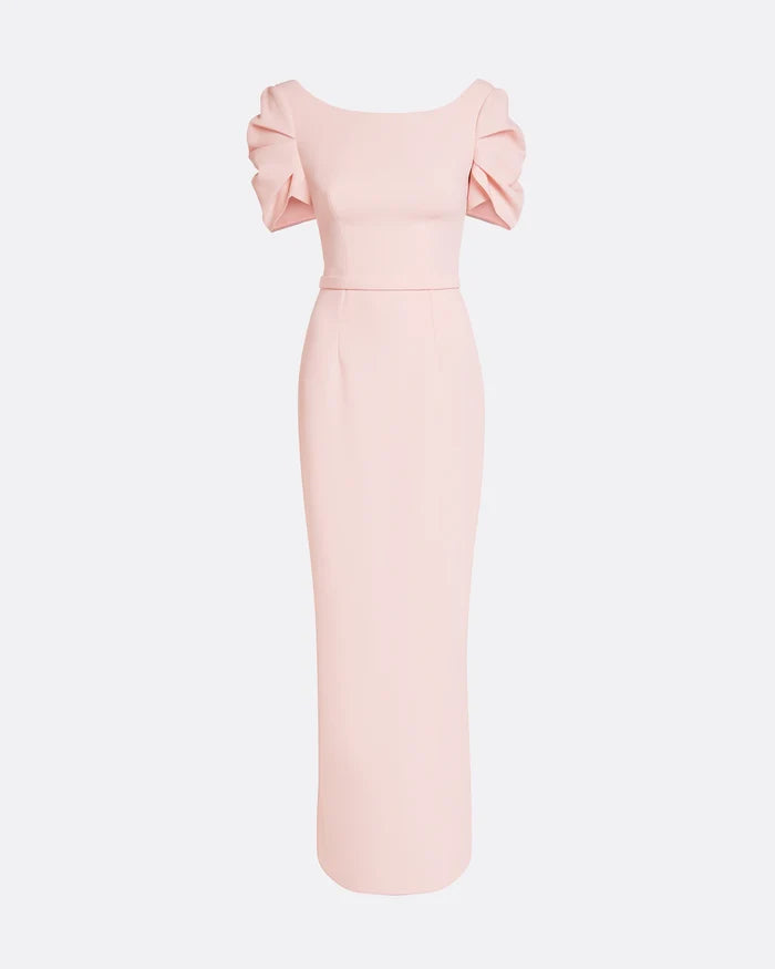 scoop neck puff sleeve column maxi dress – GRACE