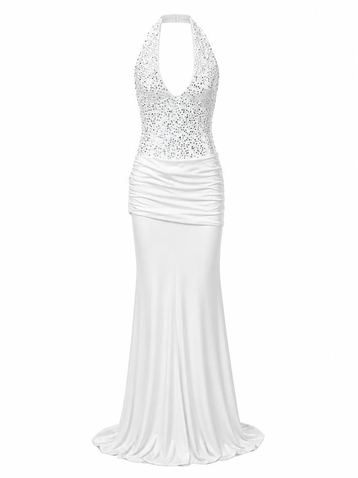 Sequin Halter Mermaid Evening Gown - Radiance