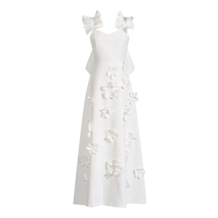 sleeveless A-line dress with 3D floral appliqué – BODY