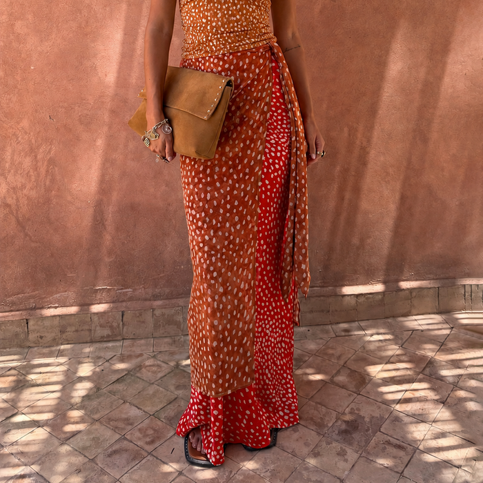 Spliced Deer Wrap Jojo Midi Skirt