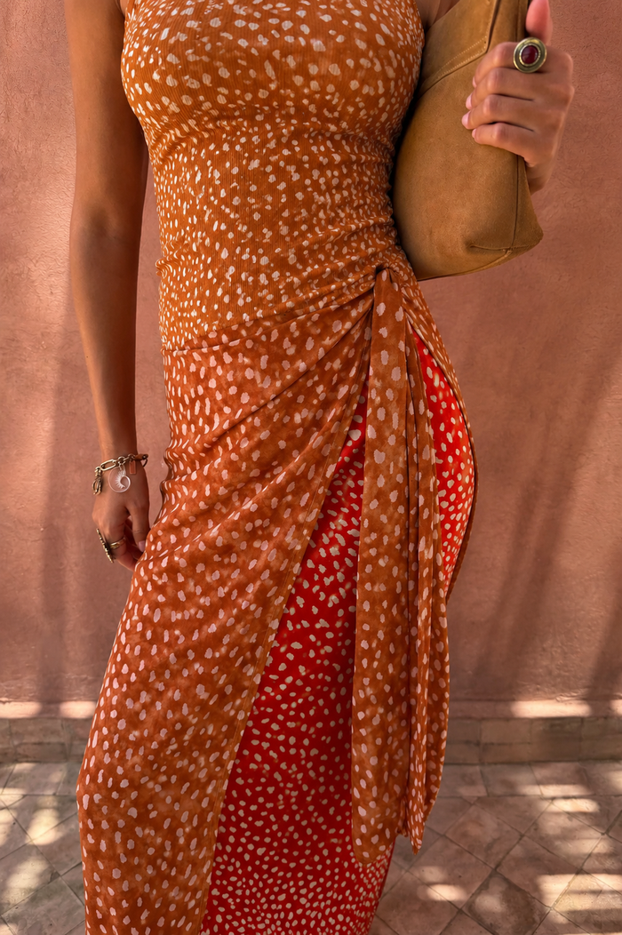 Spliced Deer Wrap Jojo Midi Skirt