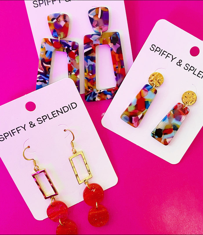 SS Red glitter dangle earrings