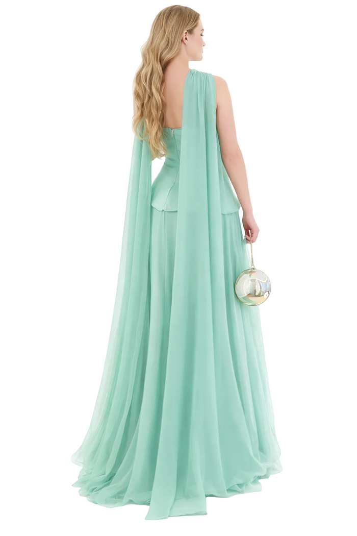 strapless corset tulle maxi dress with layered skirt – MINT