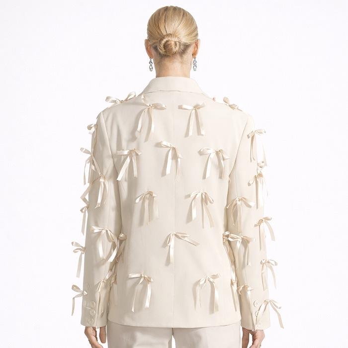tailored blazer with ribbon bow embellishments – VELORA