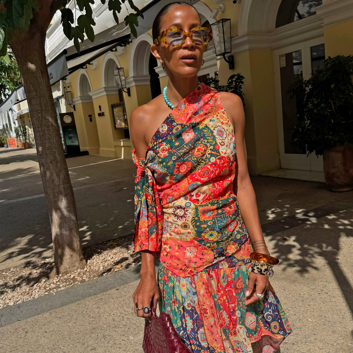 Tapestry Tie Shoulder Top