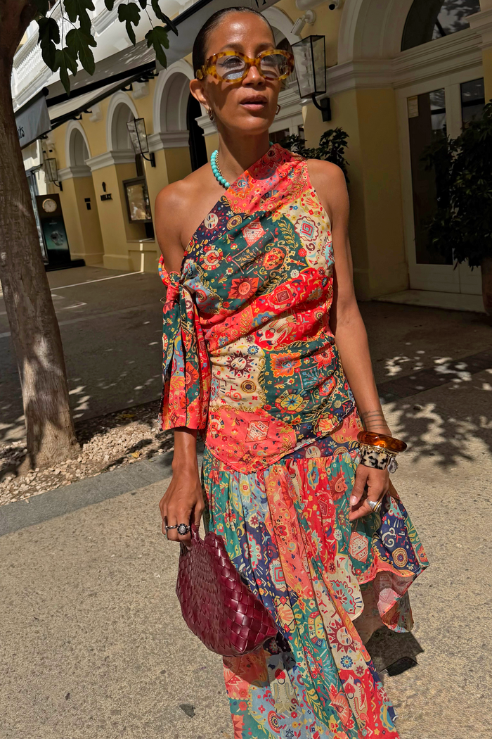 Tapestry Tie Shoulder Top