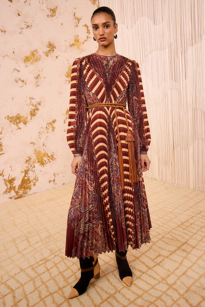 Brown Leather Tassel Belt - Full Model Front View | Ulla Johnson
