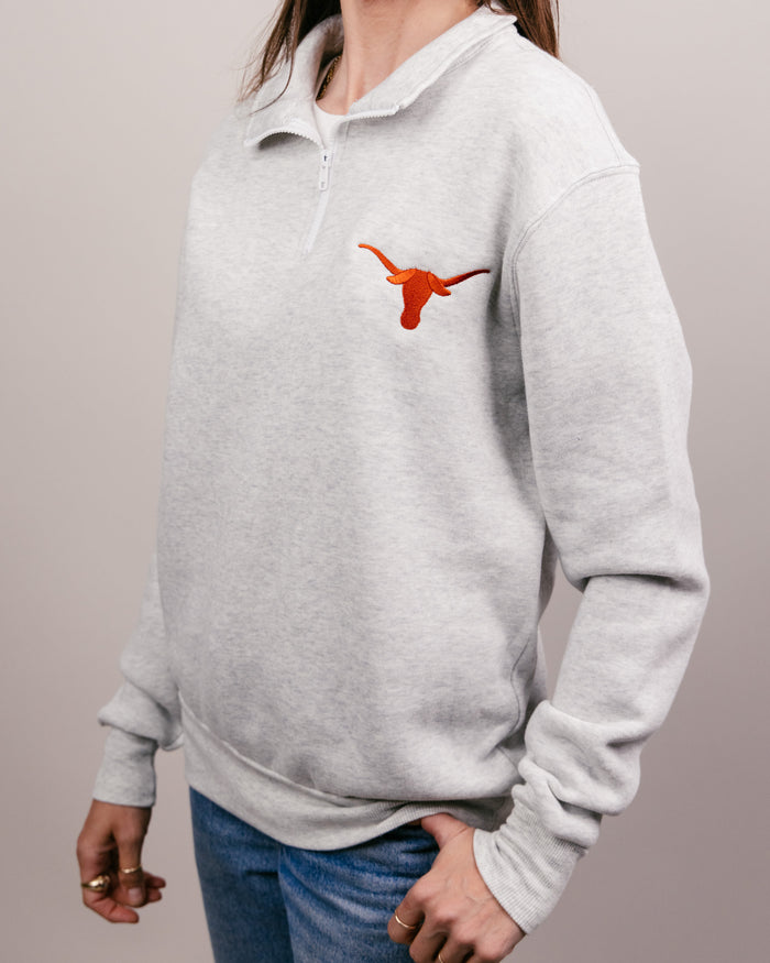 Ash Grey Texas Longhorns Quarter Zip Pullover Side