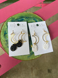 Textured clay/moon earrings