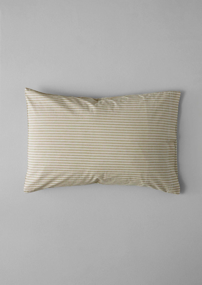 Ticking Stripe Cotton Housewife Pillowcase | Ecru/Straw