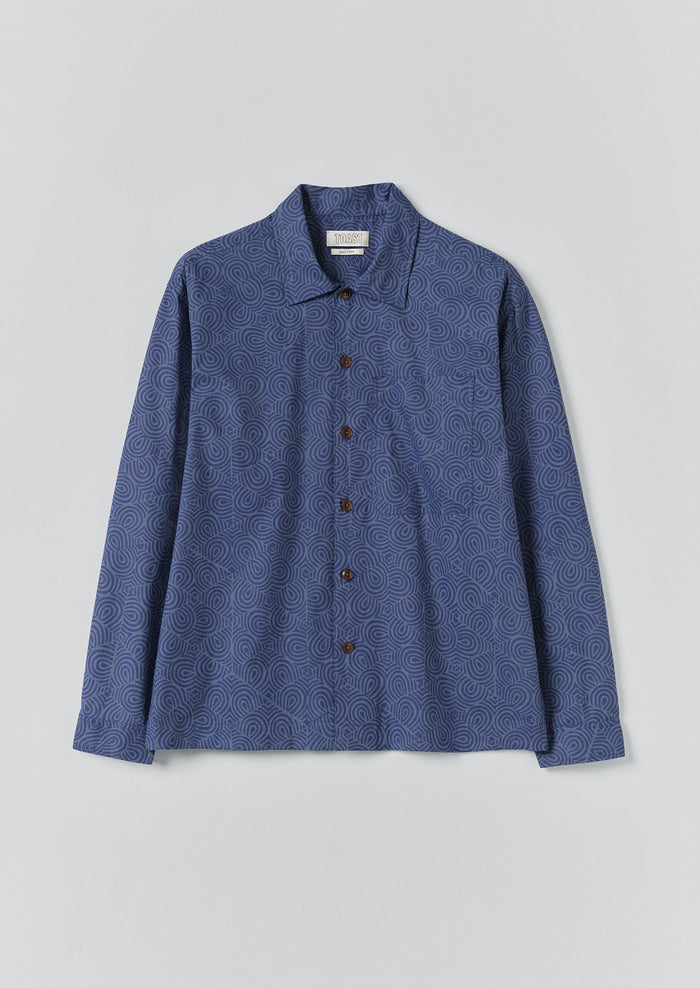 Tile Block Print Shirt | Misty Blue
