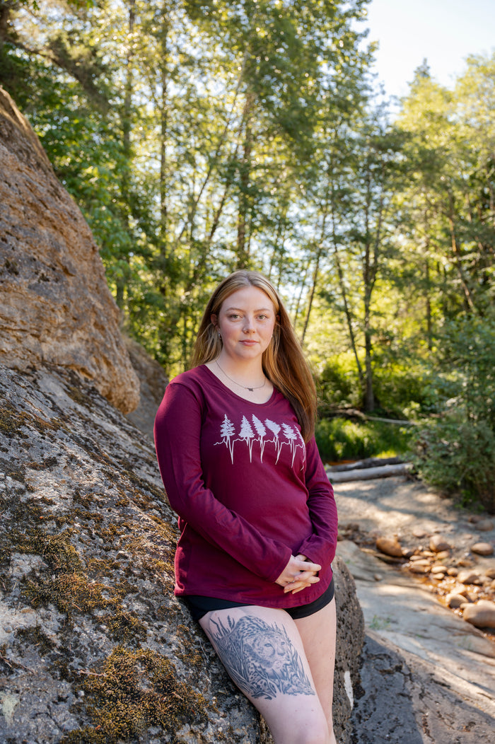 TREELINE - Women's 100% Organic Cotton Long Sleeve Tee - Maroon