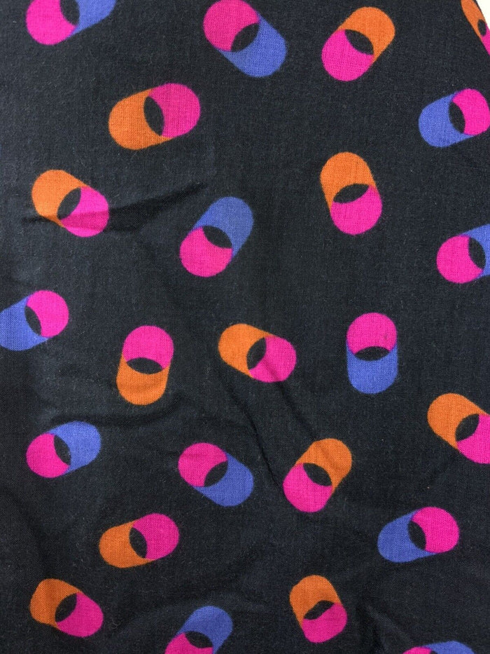 VINTAGE 60s 70s BLACK PINK ORANGE BLUE GEOMETRIC HIPPY DAGGER COLLAR DRESS 8 10