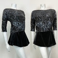 VINTAGE 70s BLACK SEQUIN BEADED DISCO PARTY GLAM CROPPED BLOUSE TOP 12