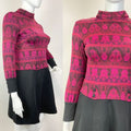 VTG 60s 70s PINK PURPLE BLACK PSYCHEDELIC FLORAL MOD TURTLENECK SCOOTER DRESS 16