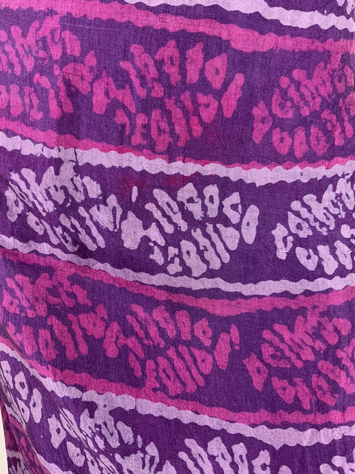 VTG 60s 70s PURPLE LILAC PINK ABSTRACT TURTLENECK SLEEVELESS MAXI DRESS 12 14