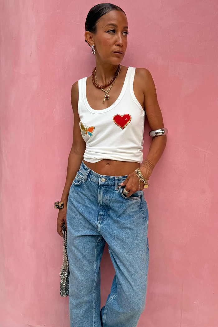 White Astra Scoop Neck Tank