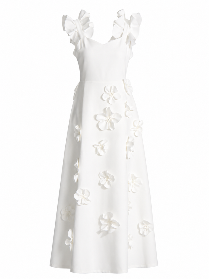 White Floral Appliqué Maxi Dress - Blossom