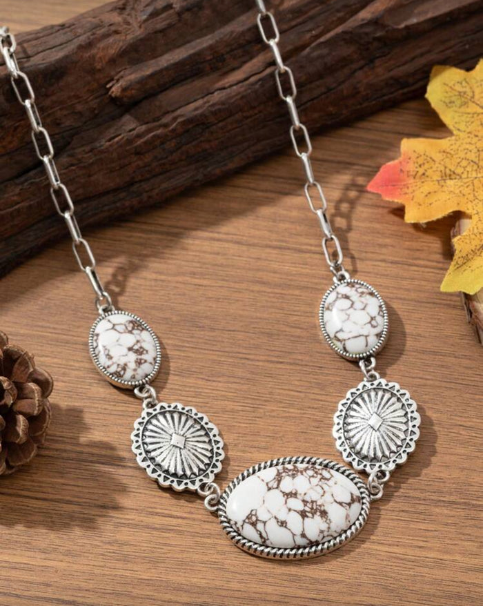 White Stone Concho Necklace