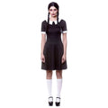 Womens Creepy School Girl Black Dress Wednesday Addams Costume
