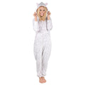 Womens Hooded Embossed Fleece Leopard All In One Pyjamas M