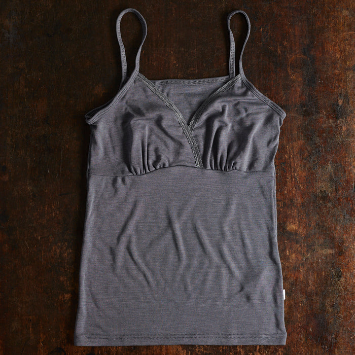 Women's Merino Wool/Silk Strap Vest - Grey