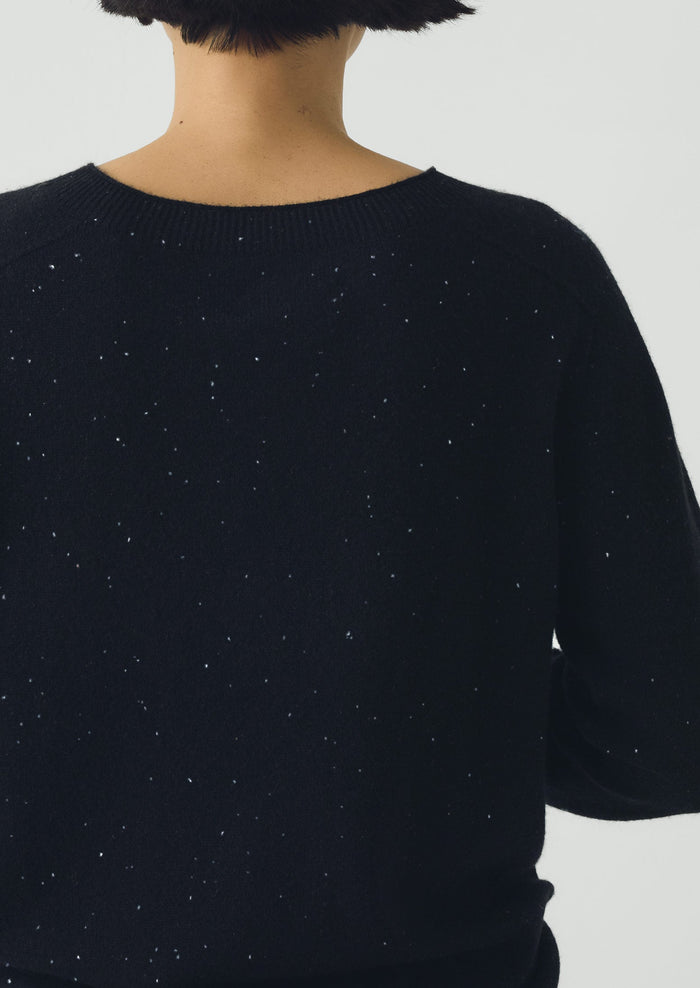 Wool Cashmere Neat Sweater | Night Sky