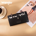 Wrangler Western Bi-Fold RFID Wallet/Wristlet With Detachable Pouch- Black